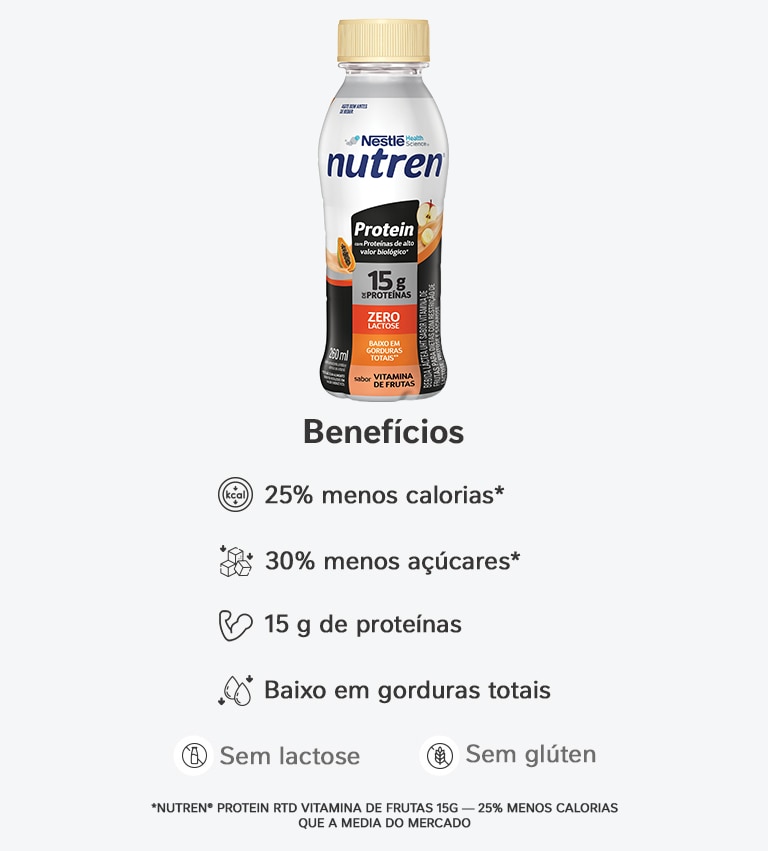 Bebida Láctea Nutren Protein 15g de proteínas Chocolate 24x260ml