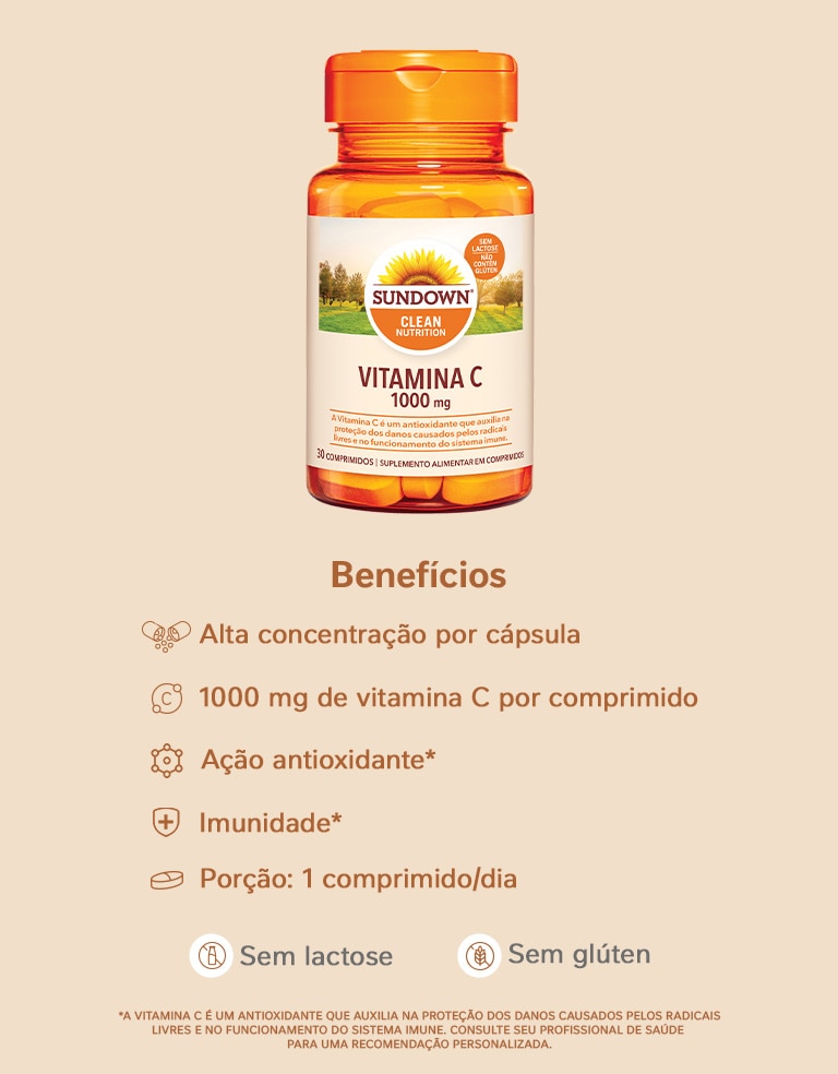 Suplemento Alimentar Sundown Vitamina C 1000mg 30 Comprimidos