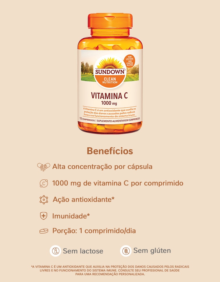 Suplemento Alimentar Sundown Vitamina C 1.000mg 133 Comprimidos