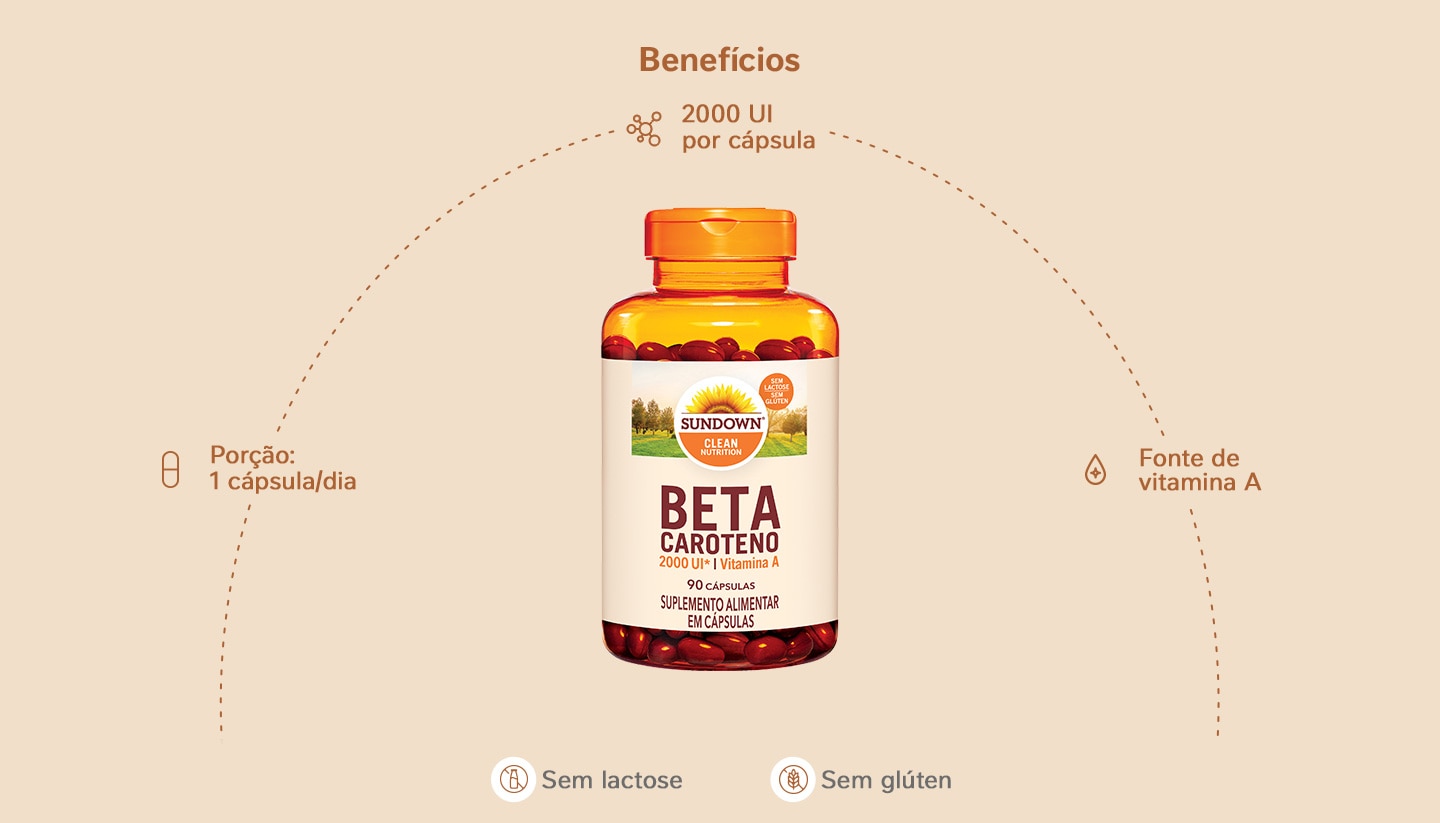 Suplemento Alimentar Sundown Betacaroteno 2.000 UI 90 Cápsulas