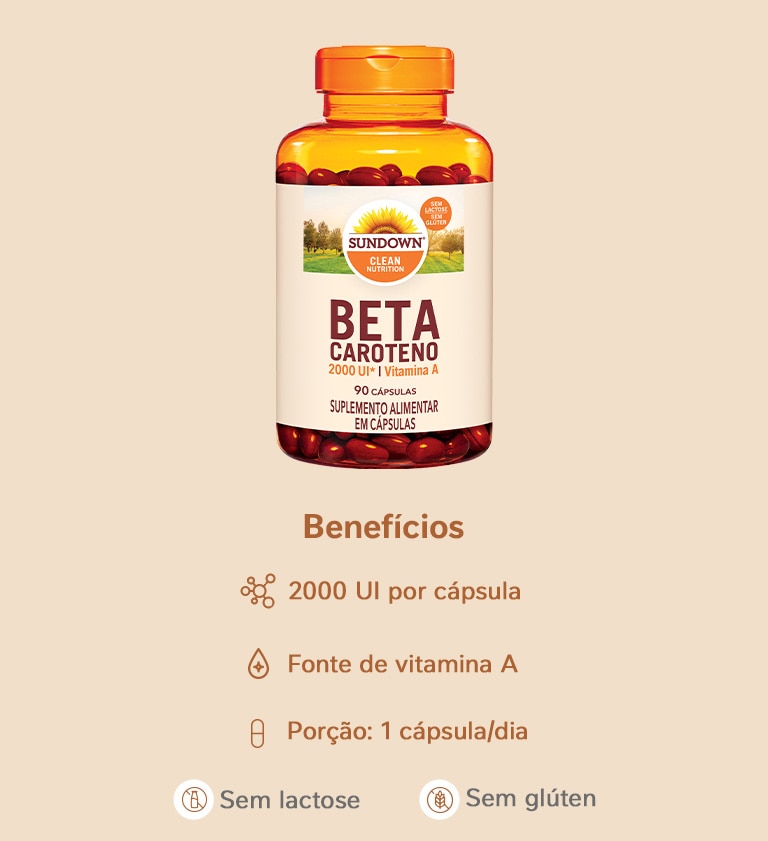 Suplemento Alimentar Sundown Betacaroteno 2.000 UI 90 Cápsulas