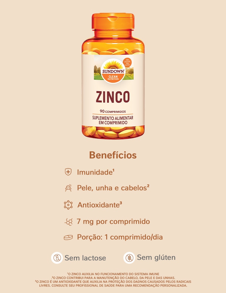 Suplemento Alimentar Sundown Zinco 7mg 90 Comprimidos