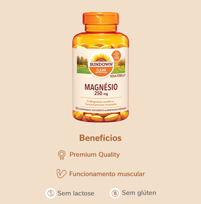 Suplemento Alimentar Sundown Magnésio 250mg 100 Comprimidos