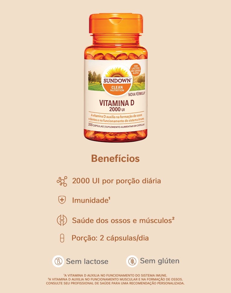 Suplemento Alimentar Sundown Vitamina D 2.000 UI 200 Cápsulas