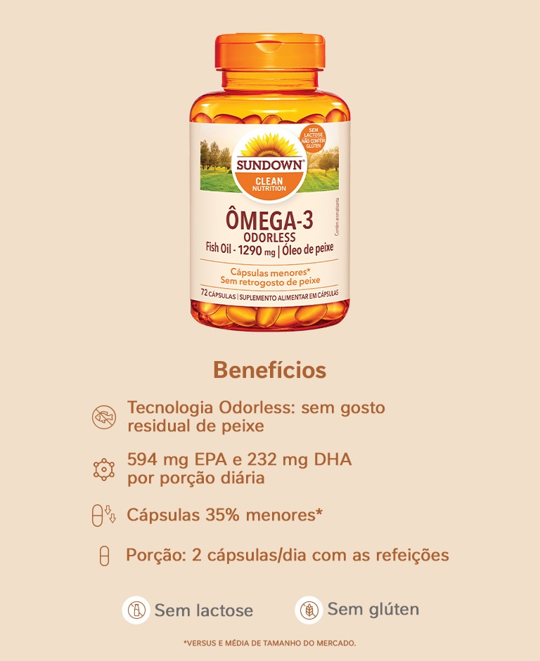 Suplemento Alimentar Sundown Ômega 3 Odorless 72 Cápsulas