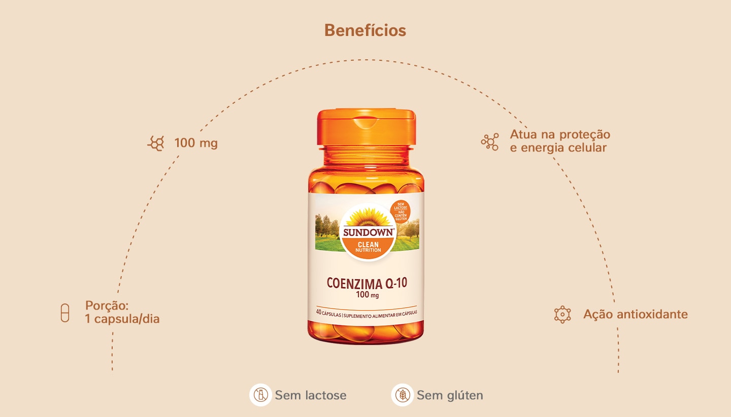 Suplemento Alimentar Sundown CoQ-10 100mg 40 Cápsulas