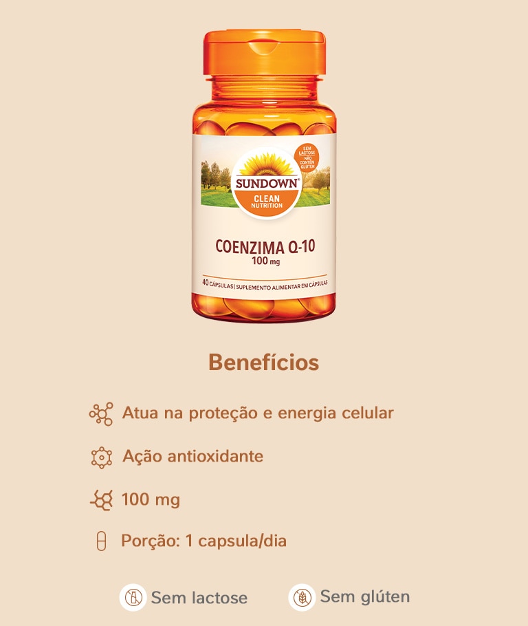 Suplemento Alimentar Sundown CoQ-10 100mg 40 Cápsulas