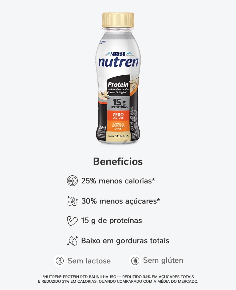 Combo Nutren Protein 15g Chocolate - 10 Unidades  -Nestlé Nutrição até Você Combo Nutren Protein 15g Chocolate - 10 Unidades