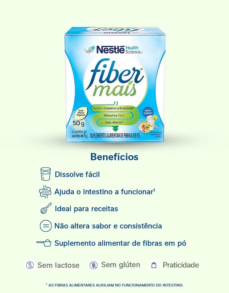 Suplemento alimentar de fibras FiberMais Sem Sabor 50g