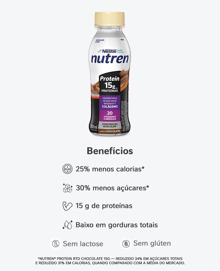 Bebida Láctea Nutren Protein 15g de proteínas Baunilha 24x260ml
