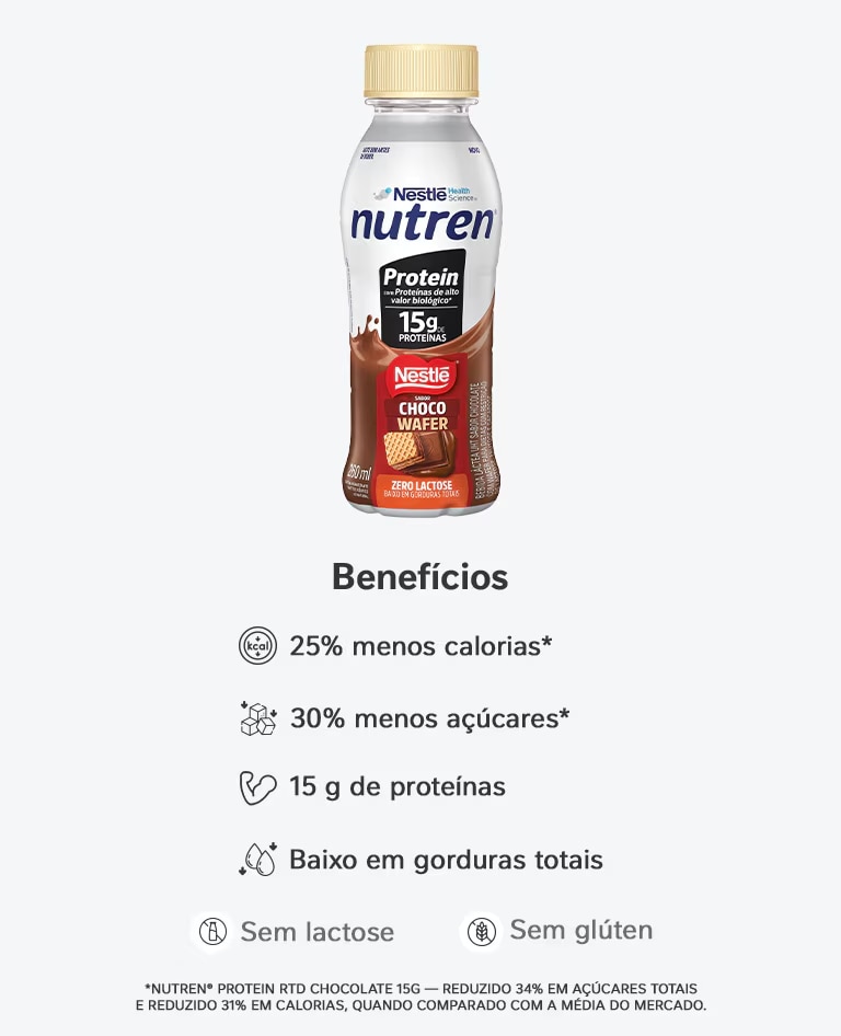 Bebida Láctea Nutren Protein 15g de proteínas Baunilha 24x260ml