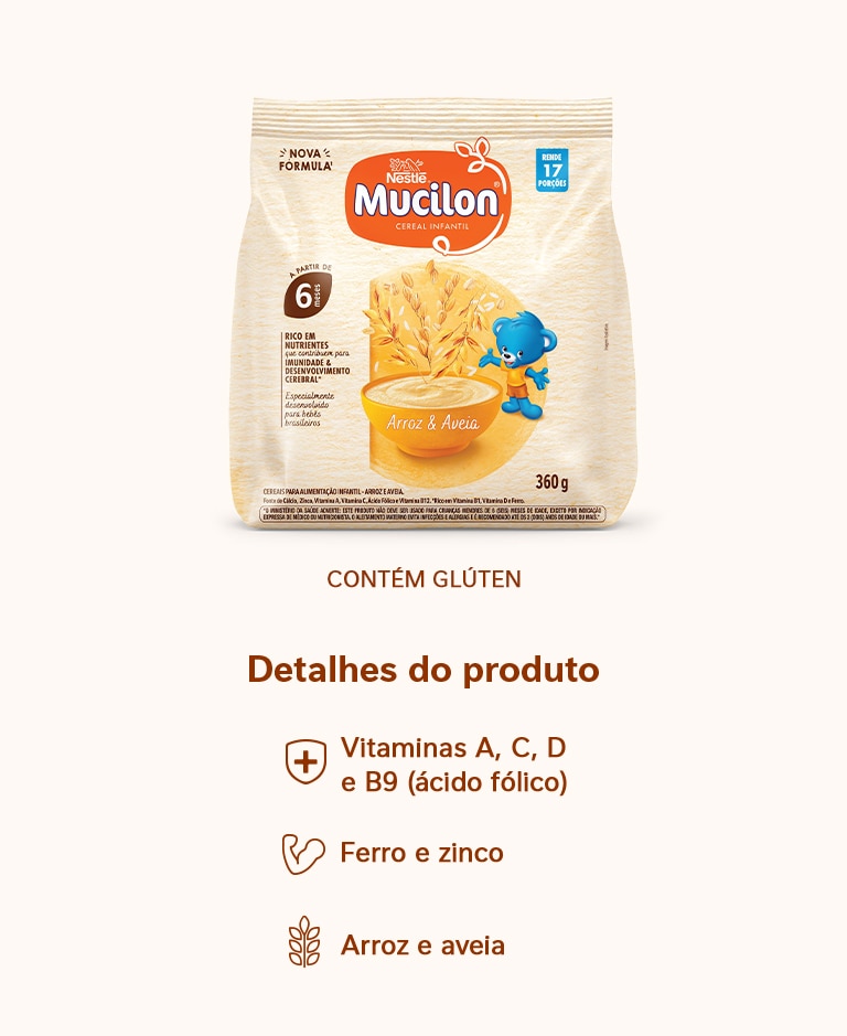 Cereal Infantil Mucilon Arroz e Aveia 360g