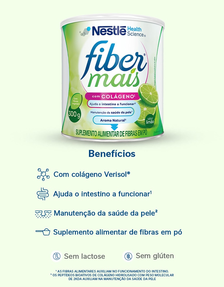 Suplemento Alimentar de fibras FiberMais Colágeno Mix de Fibras Sabor Limão 300g