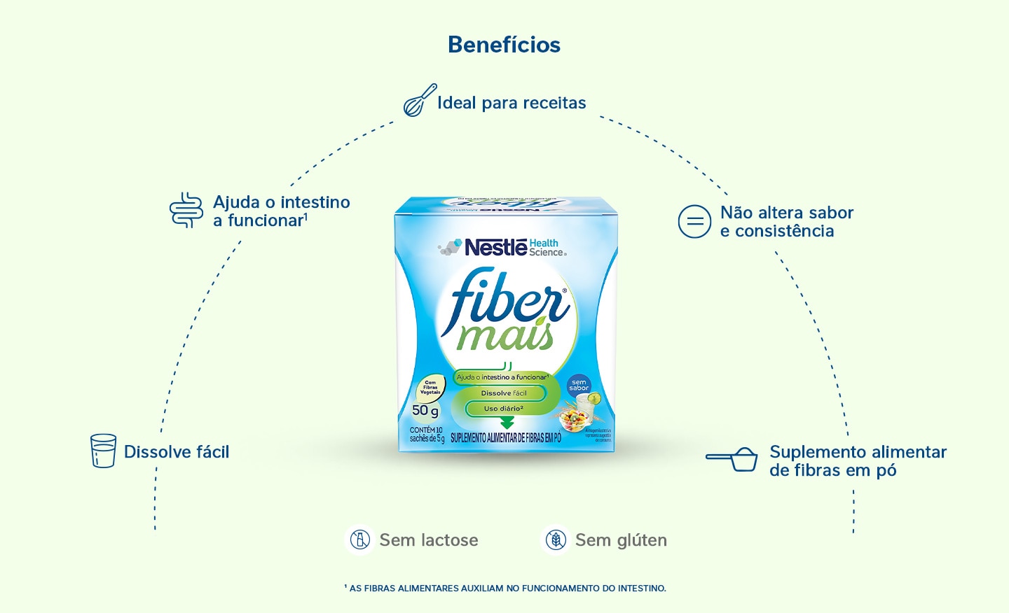 Suplemento alimentar de fibras FiberMais Sem Sabor 50g