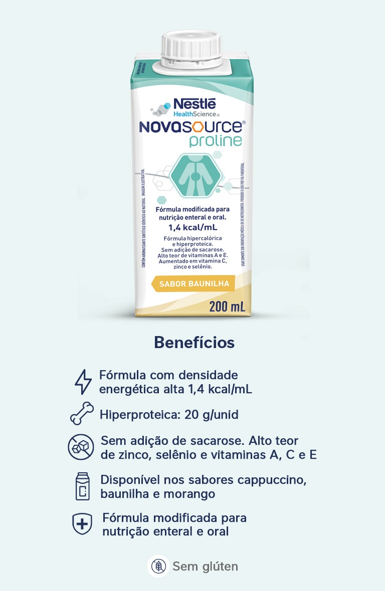 Nutrição Enteral e Oral Novasource Proline Baunilha 200mL Tetra Pack