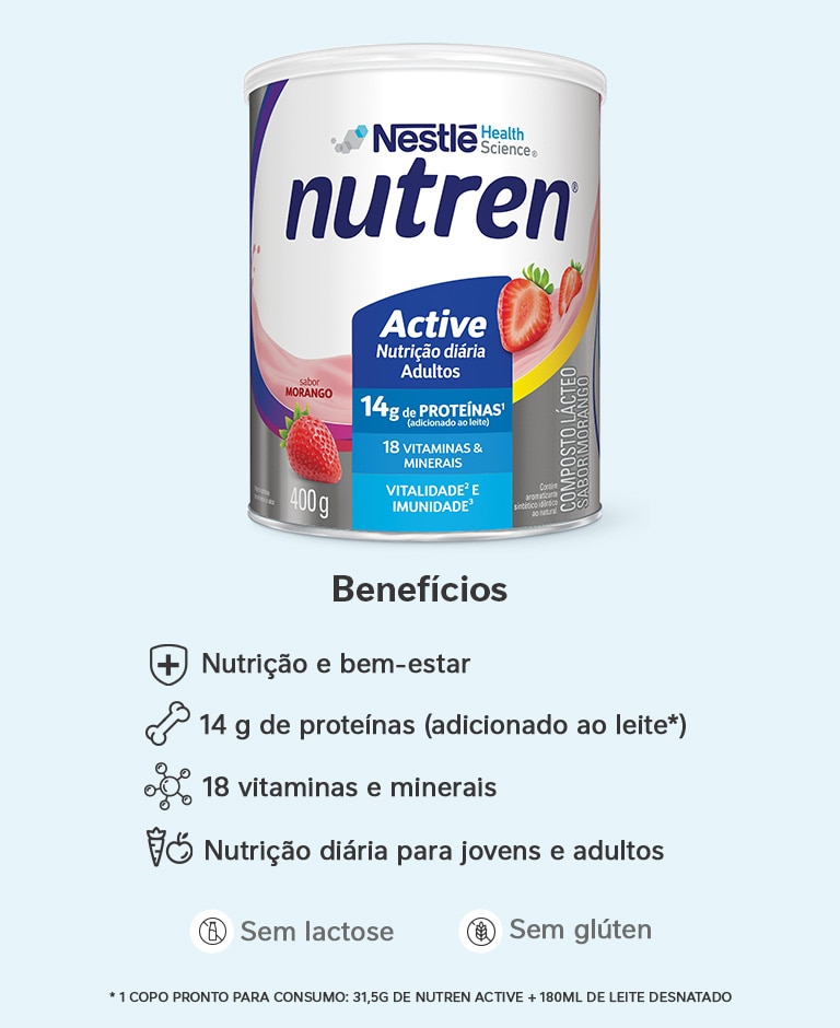 Complemento Alimentar Nutren Active Morango 400g
