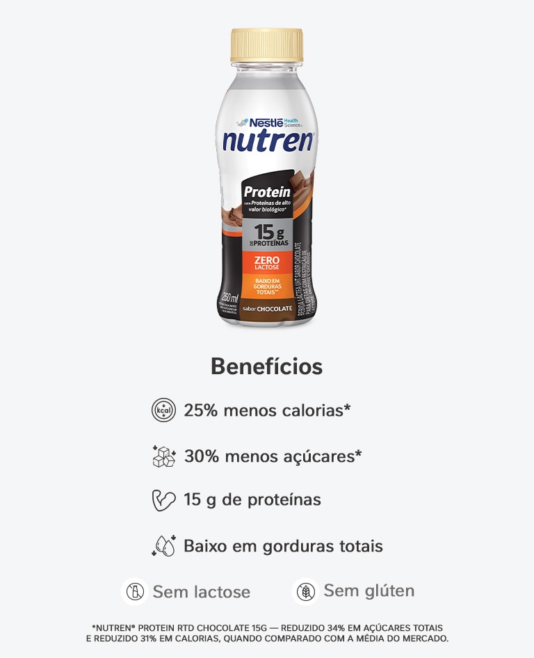Bebida Láctea Nutren Protein 15g de proteínas Chocolate 24x260ml