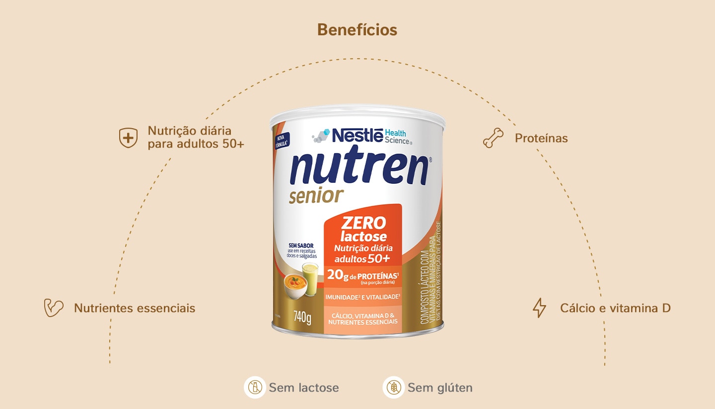 Complemento Alimentar Nutren Senior Sem Sabor Zero Lactose 740g