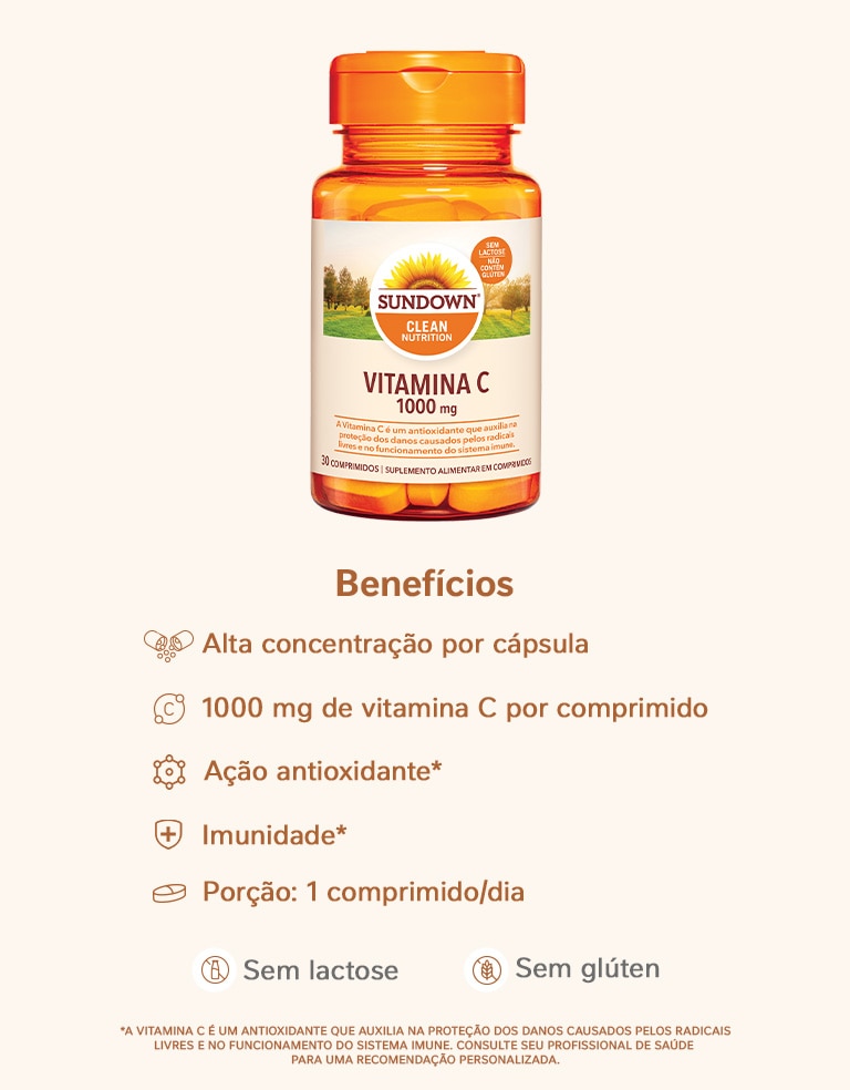 Suplemento Alimentar Sundown Vitamina C 1000mg 30 Comprimidos