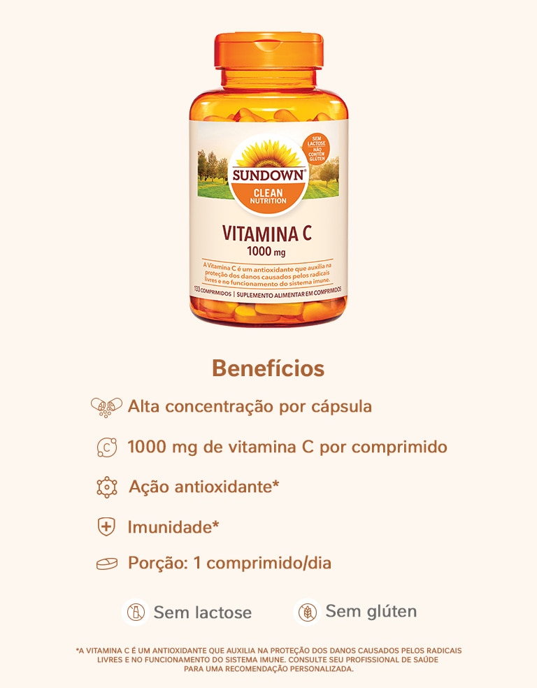 Suplemento Alimentar Sundown Vitamina C 1.000mg 133 Comprimidos