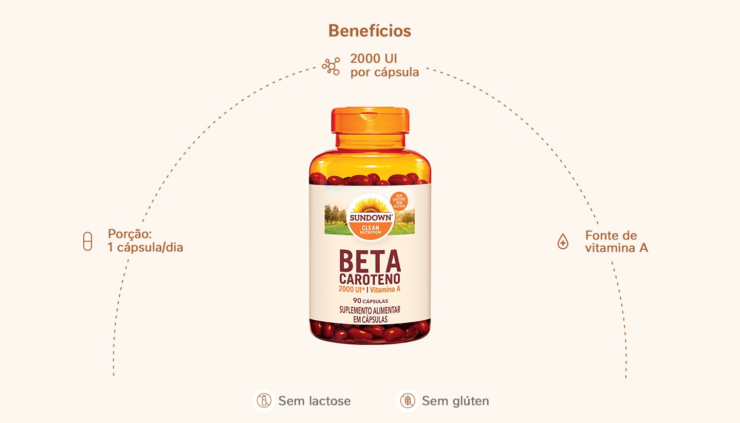 Suplemento Alimentar Sundown Betacaroteno 2.000 UI 90 Cápsulas