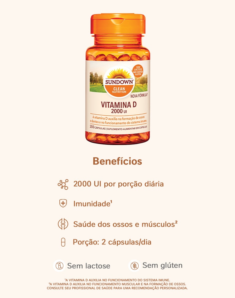 Suplemento Alimentar Sundown Vitamina D 2.000 UI 200 Cápsulas