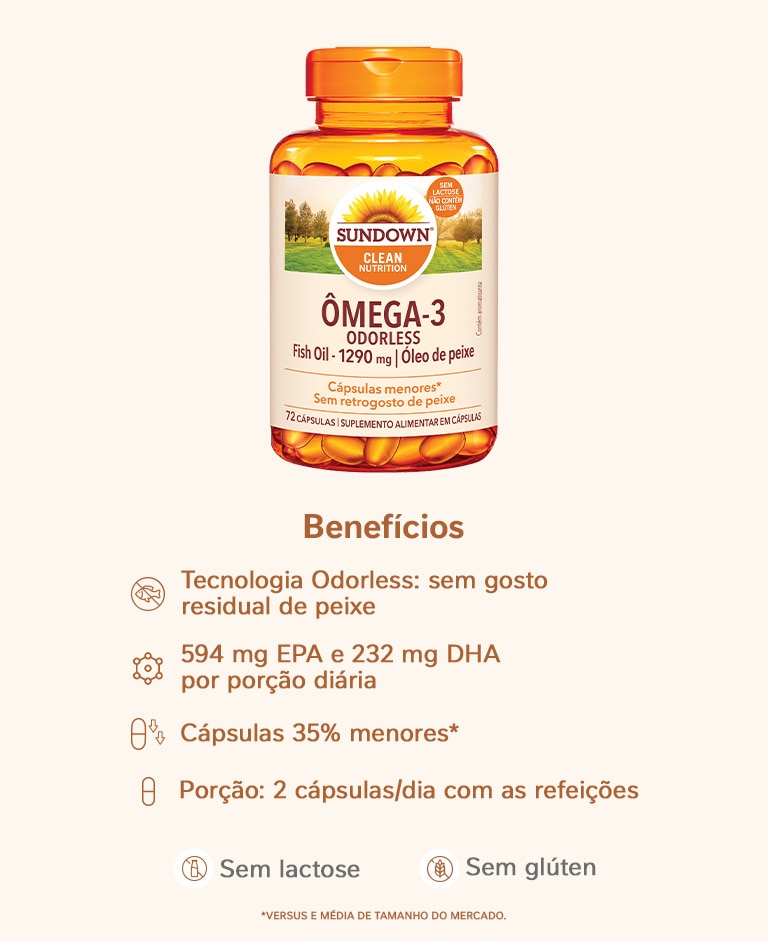Suplemento Alimentar Sundown Ômega 3 Odorless 72 Cápsulas
