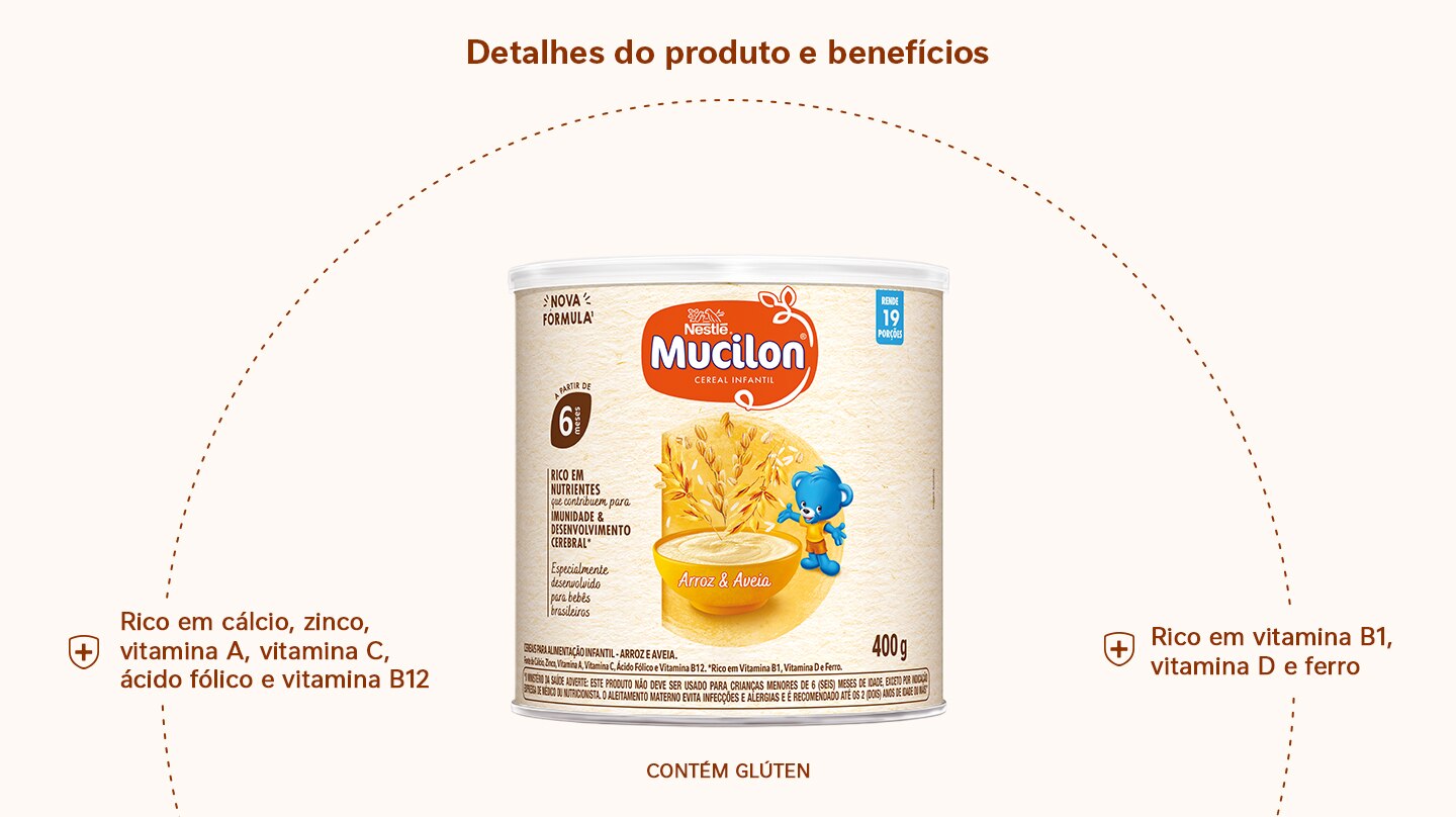 Cereal Infantil Mucilon Arroz e Aveia 400g