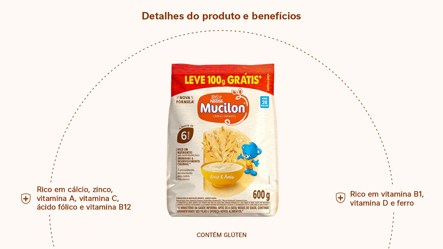 Cereal Infantil Mucilon Arroz e Aveia 600g