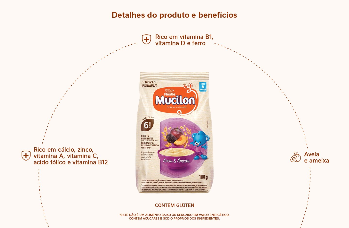 Cereal Infantil MUCILON Aveia Integral e Ameixa 180g