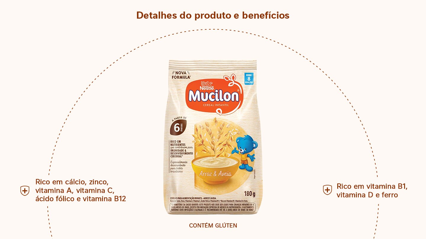Cereal Infantil Mucilon Arroz e Aveia 180g