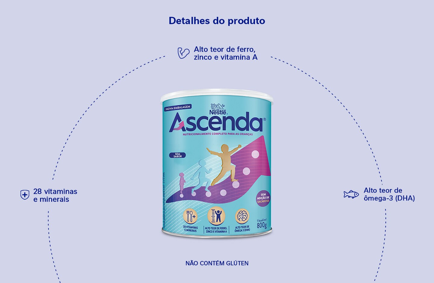 Suplemento Ascenda Sem Sabor 800g