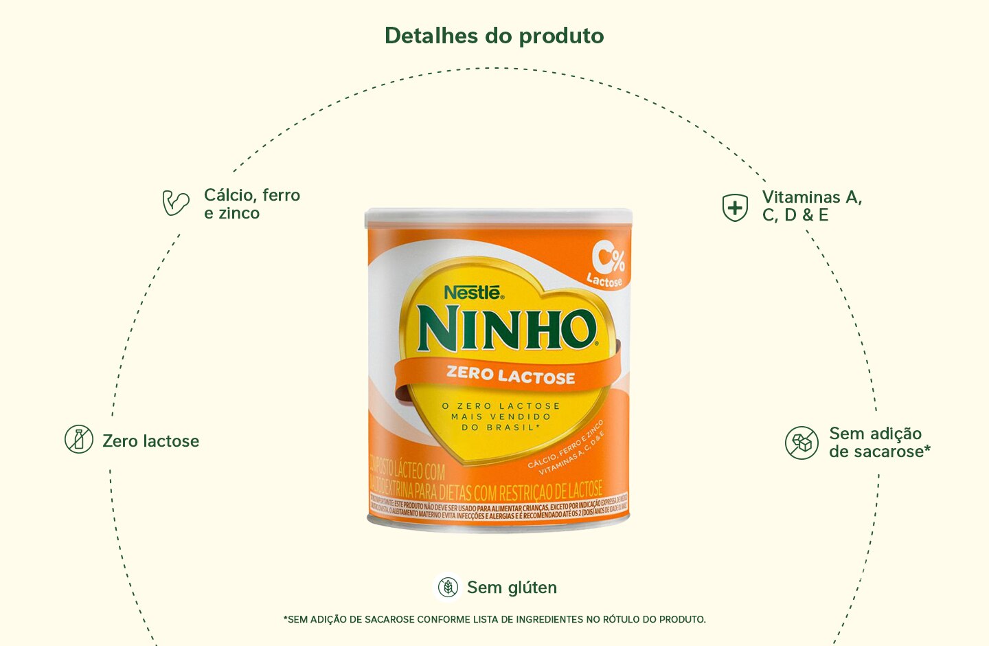 Composto Lácteo NINHO Zero Lactose Lata 380g