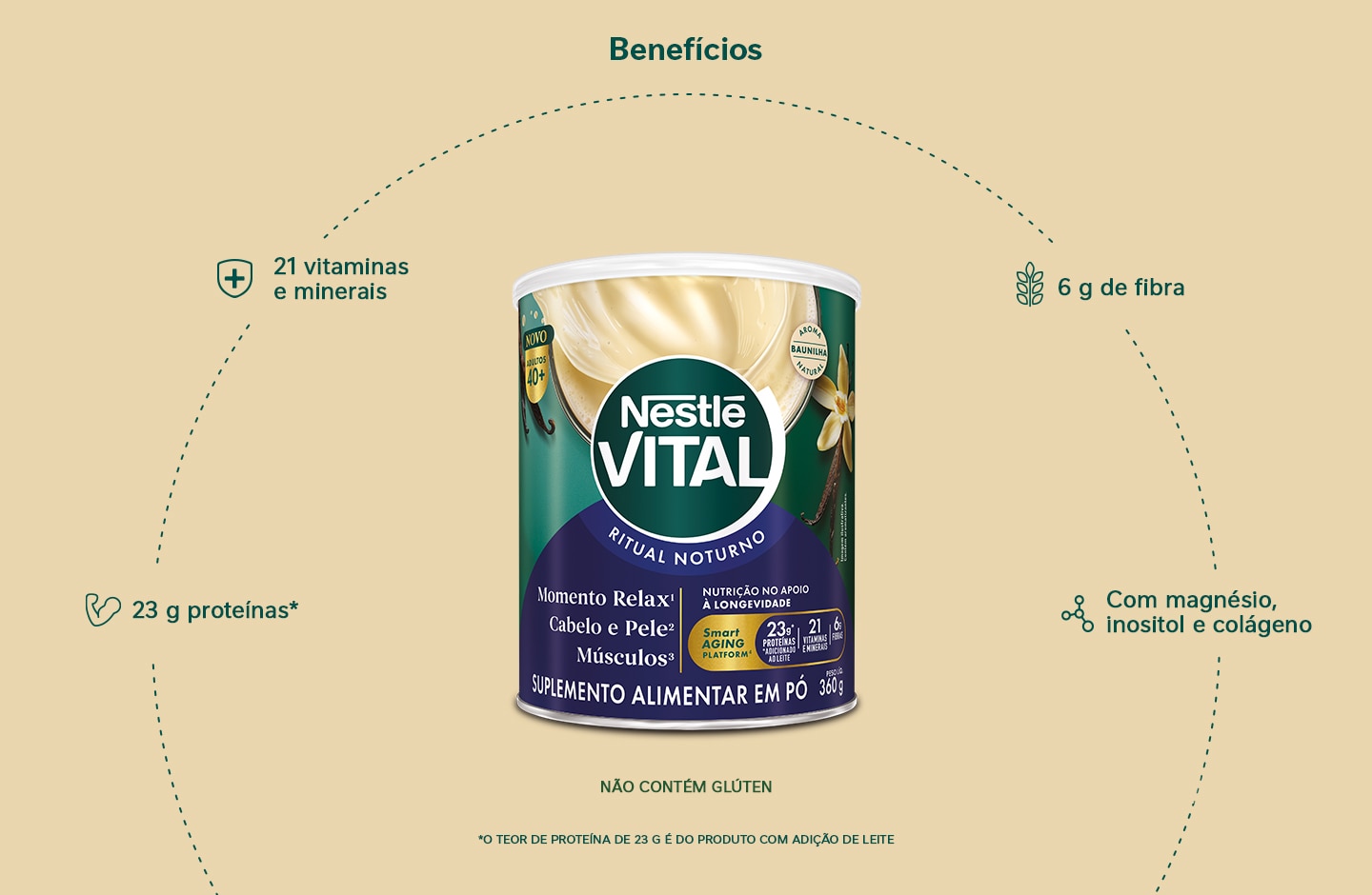 Combo Vital Noturno Baunilha 360g 40% OFF na Segunda Lata