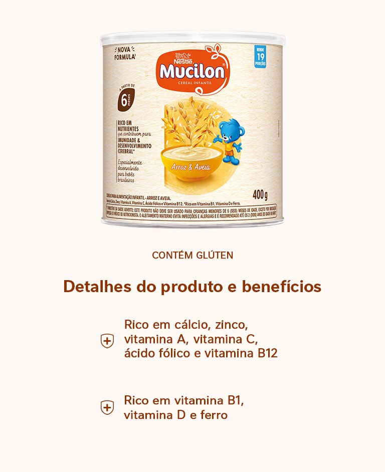 Cereal Infantil Mucilon Arroz e Aveia 400g