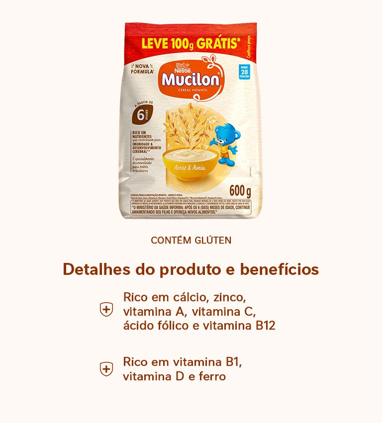 Cereal Infantil Mucilon Arroz e Aveia 600g