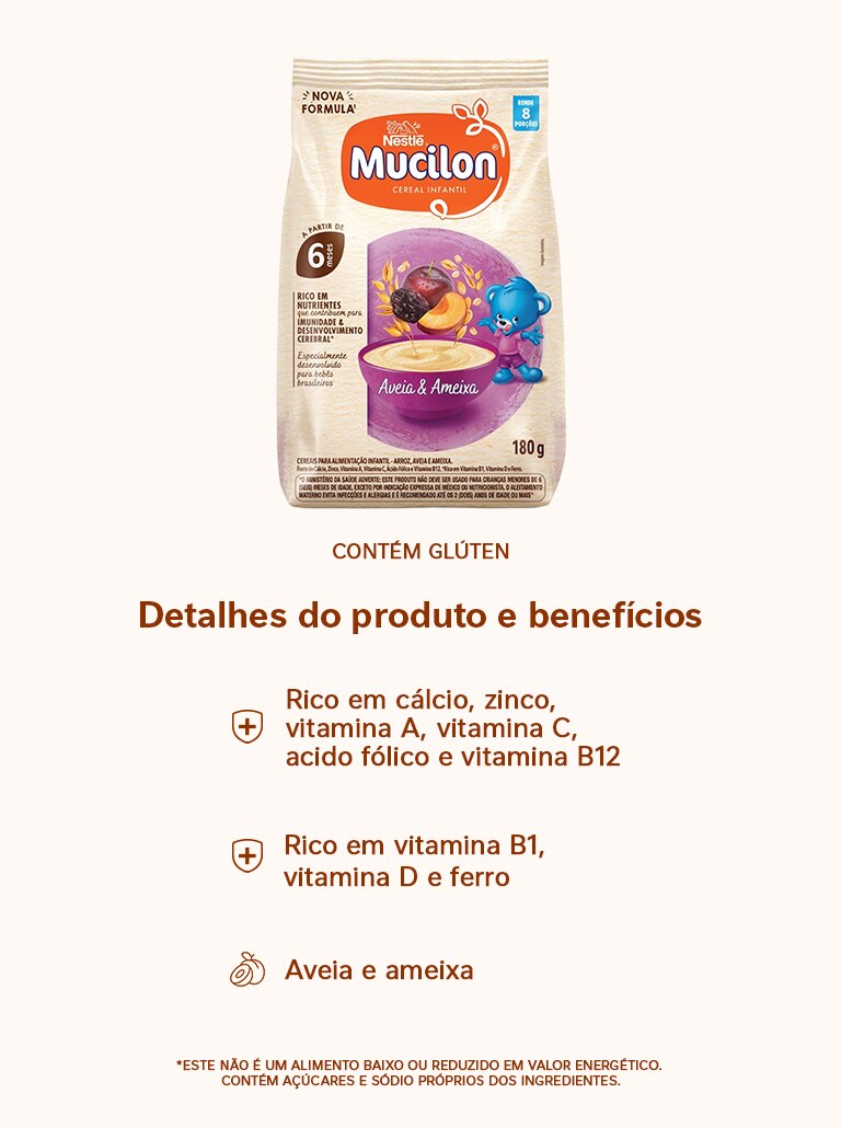 Cereal Infantil MUCILON Aveia Integral e Ameixa 180g