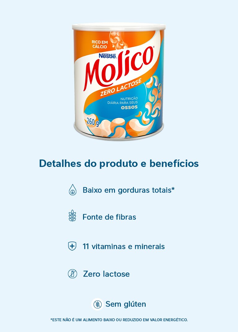 Molico Zero Lactose Lata 260g - Composto Lácteo