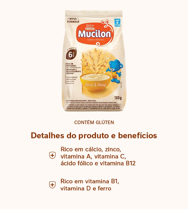 Cereal Infantil Mucilon Arroz e Aveia 180g