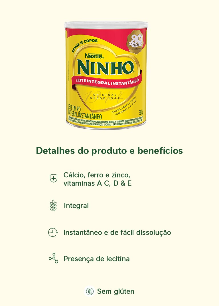 Leite Ninho Integral Instantaneo Lata 380g