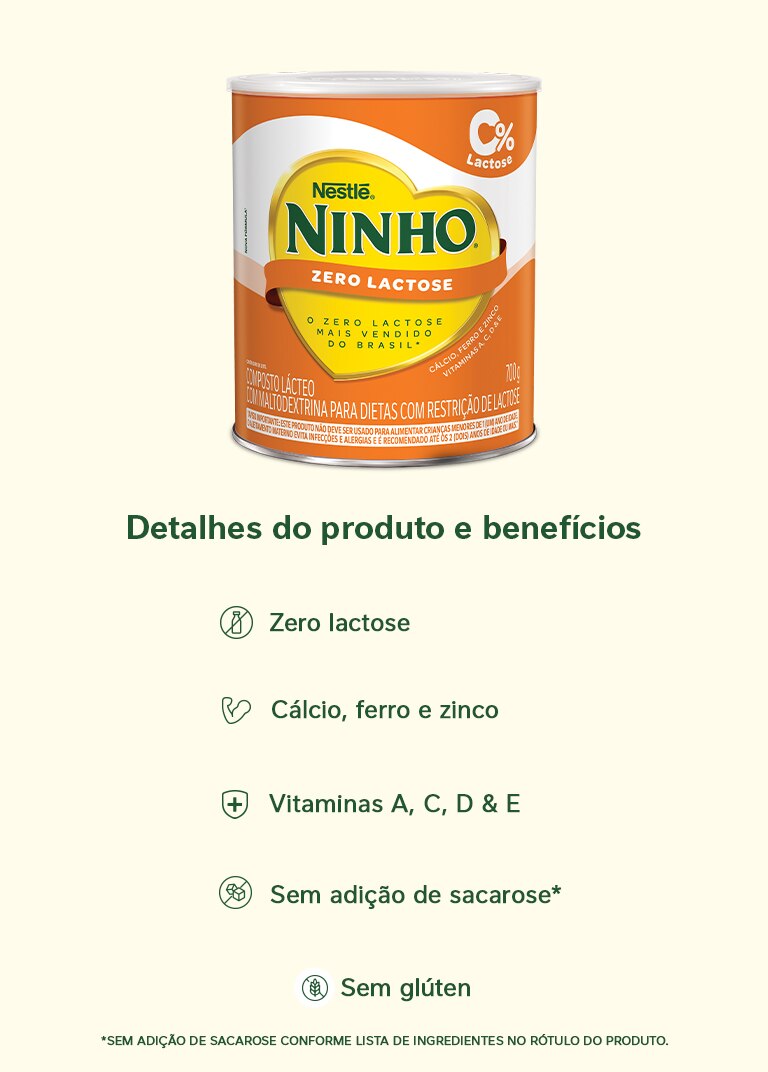 Composto Lácteo NINHO Zero Lactose Lata 700g