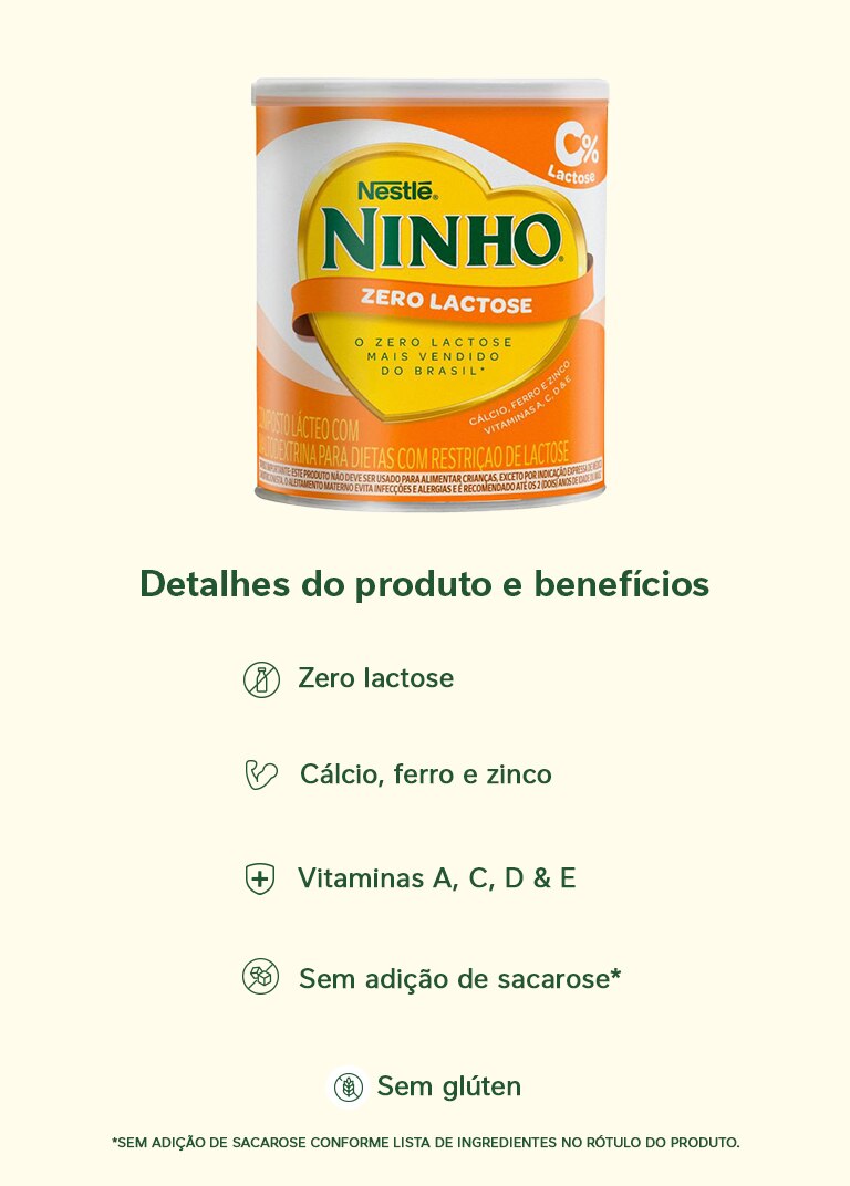 Composto Lácteo NINHO Zero Lactose Lata 380g