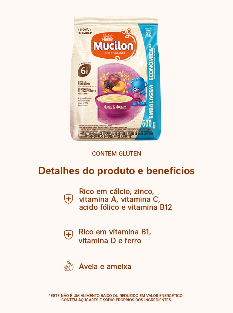 Cereal Infantil MUCILON Aveia Integral e Ameixa 600g