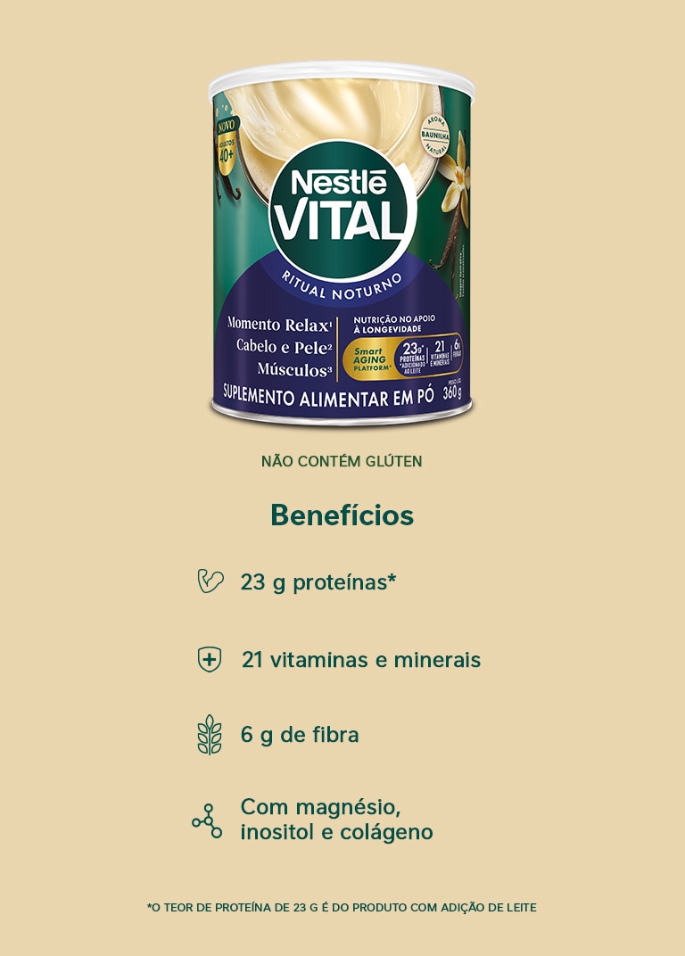 Combo Vital Noturno Baunilha 360g 40% OFF na Segunda Lata